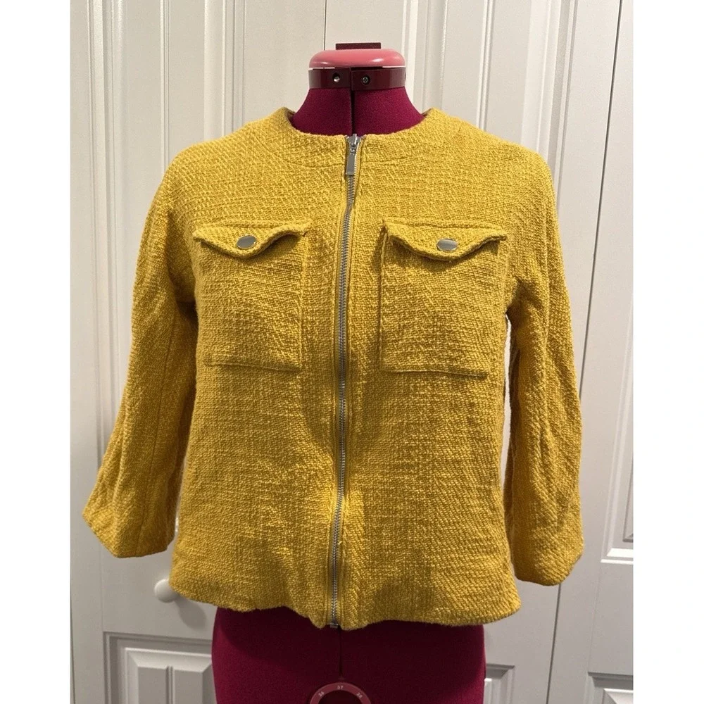 Chico's Womens Blazer Jacket Yellow Size 0